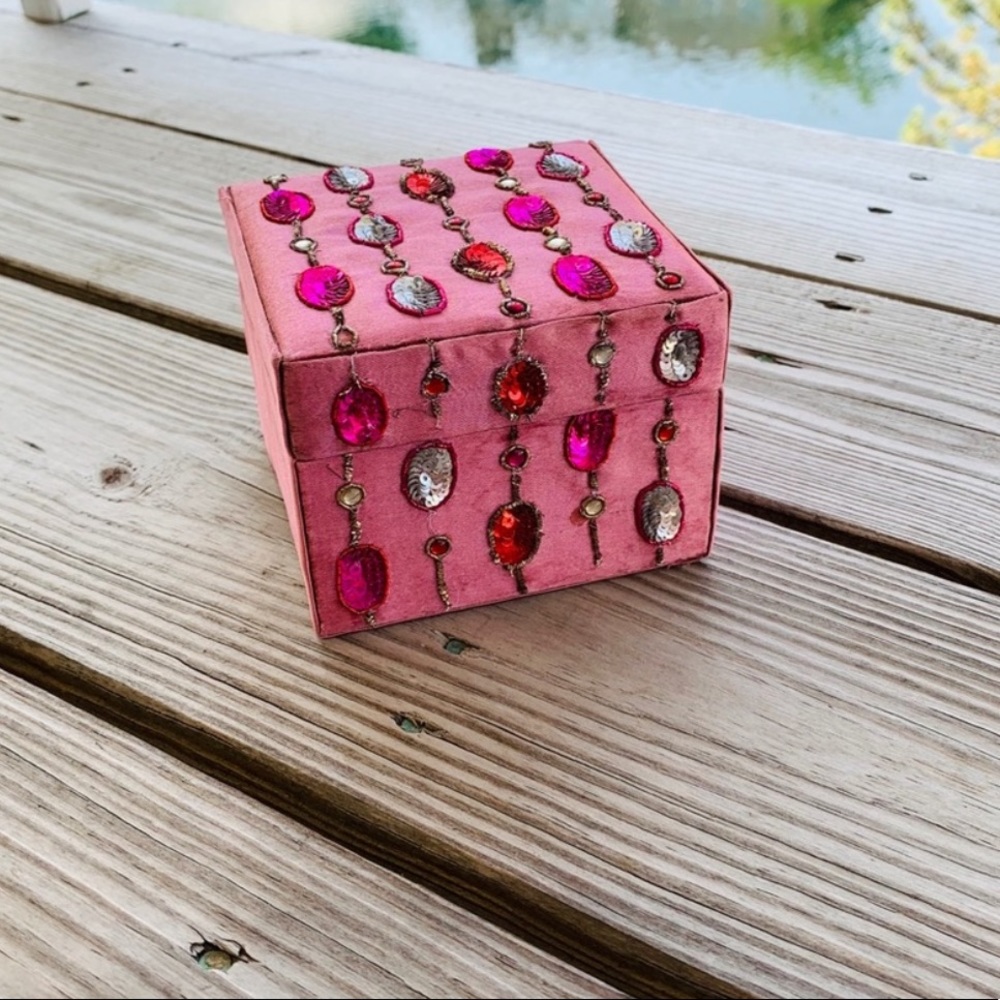 Vintage Pink Satin Jewelry Box